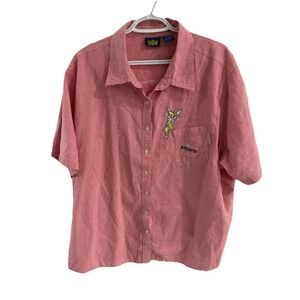 DISNEY CLASSICS‎ WOMENS BUTTON UP SHIRT SIZE 26W/28W TINKERBELL SHORT SLEEVE